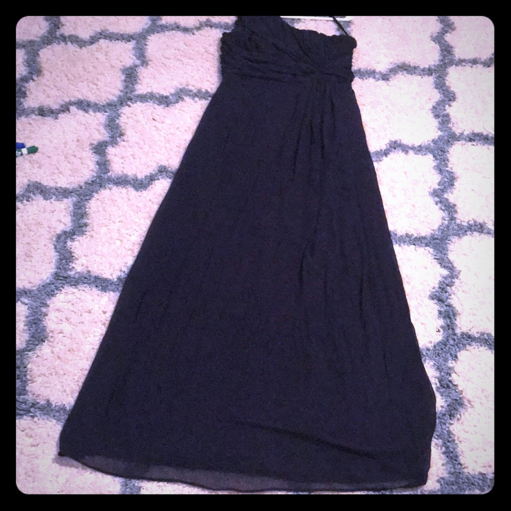 Navy blue off shoulder bridesmaid dress- 12 LONG